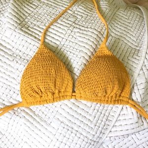 Hollister Yellow Smocked Bikini Top